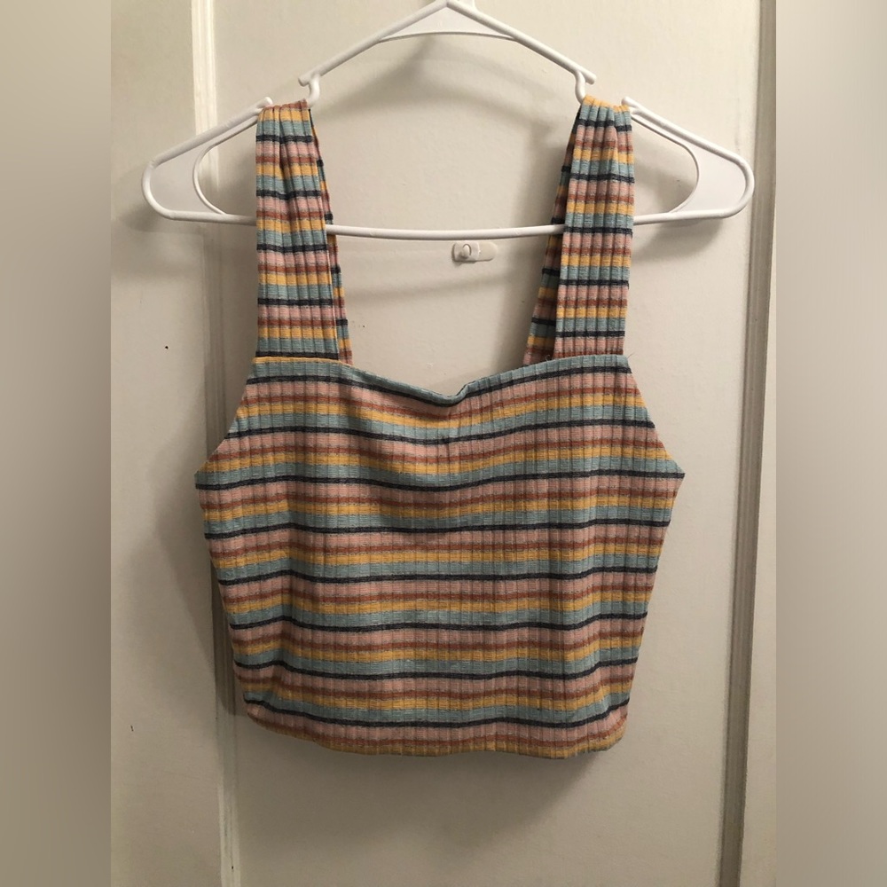 American Eagle Striped Ribbed Pastel Tank Top